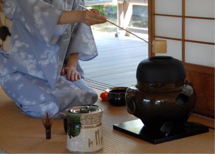 養護館庭園 茶道體驗也在進行中